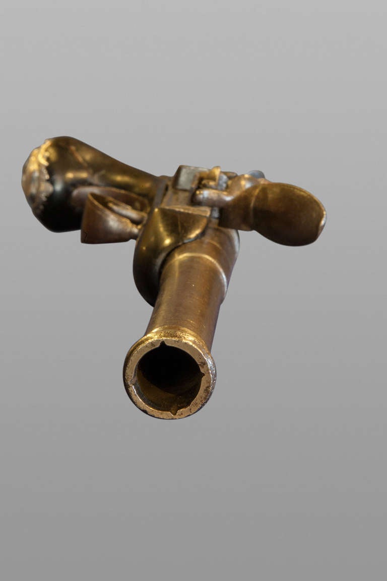 Wood Fine Pair Of Silver Mounted Queen Anne Style Pistols