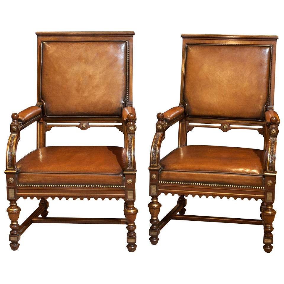 Pair of French Mahogany Armchairs