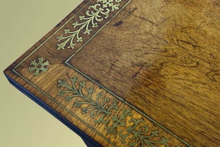 Regency Brass-Inlaid Rosewood Card Table In Good Condition In Salisbury, GB