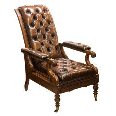 Mahogany And Leather Reclining Chair