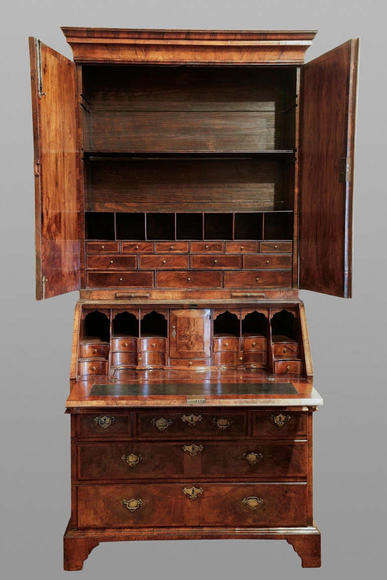 George I Walnut Bureau Bookcase
