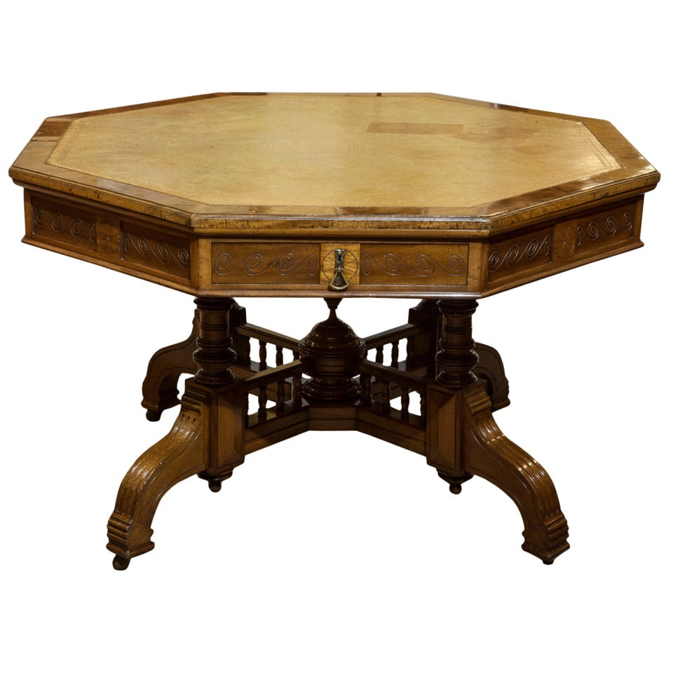 Octagonal 4 Drawer Library Table