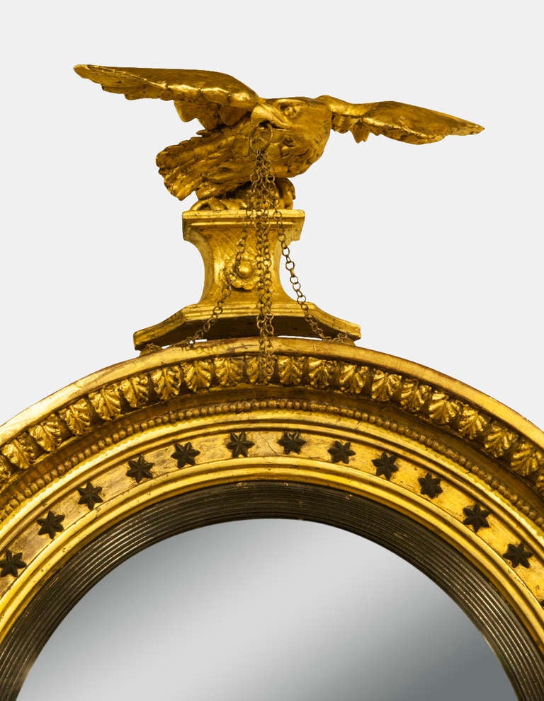 British Regency Convex Mirror With Surmounted Eagle