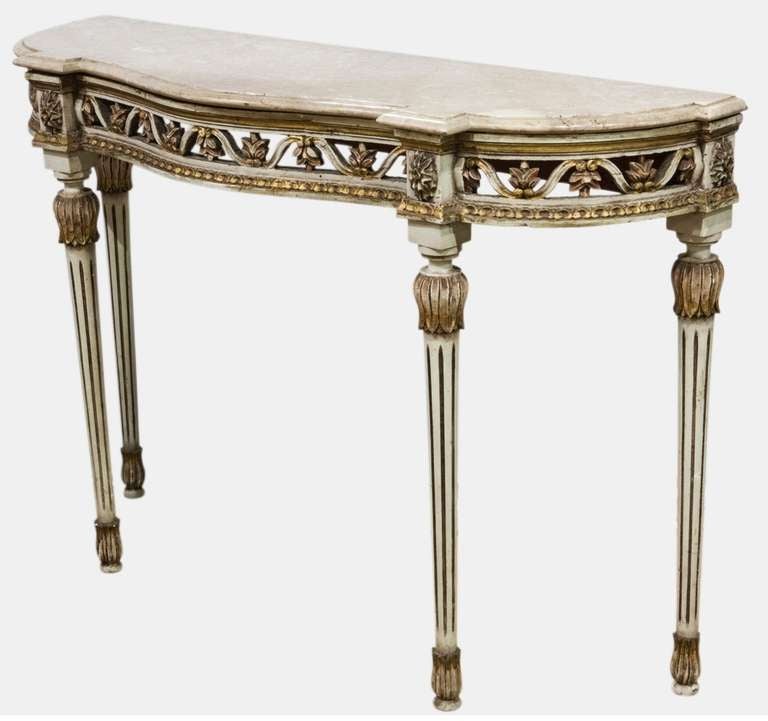 Italian Console Table with Marble Top at 1stDibs