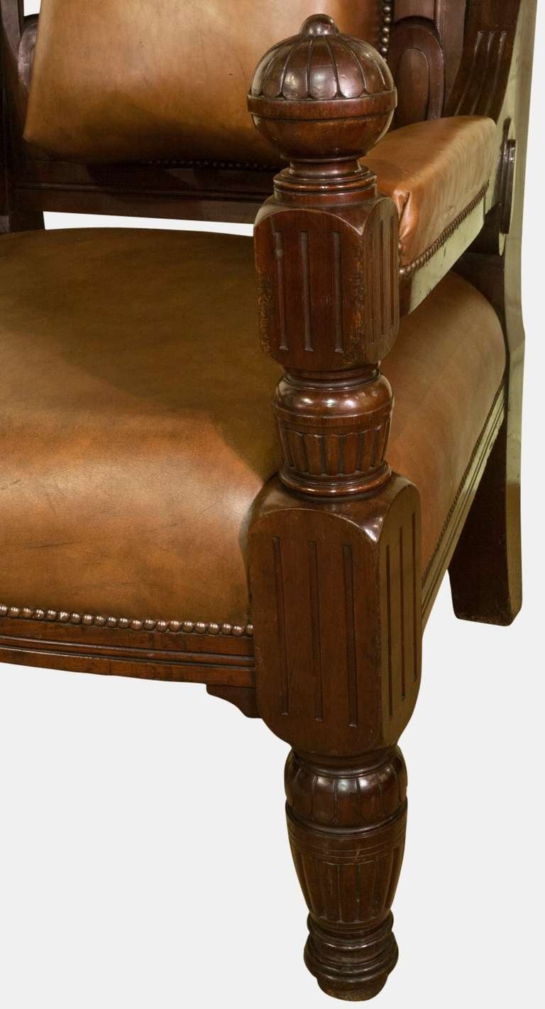 British Mahogany and Leather Masonic Throne Chair