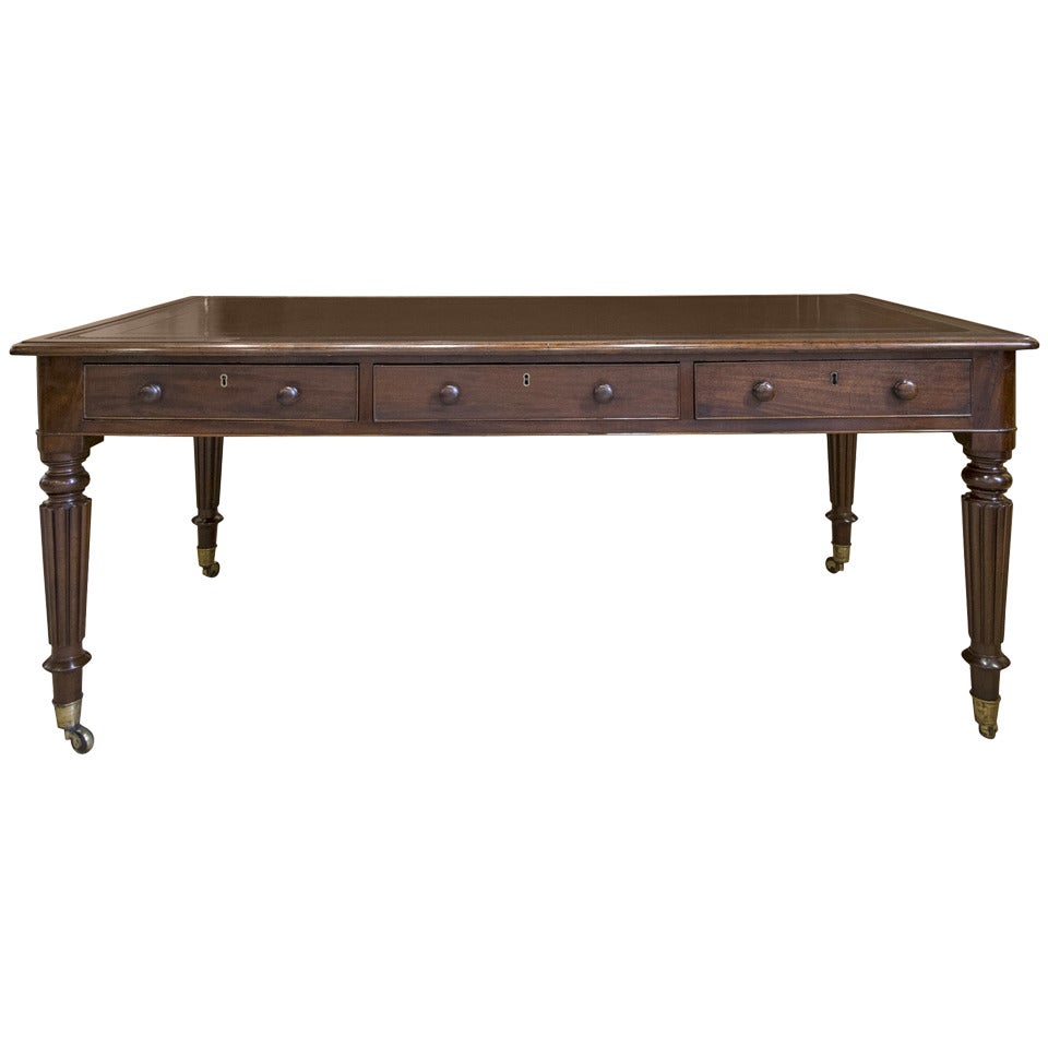 Six-Drawer Mahogany Library Table For Sale