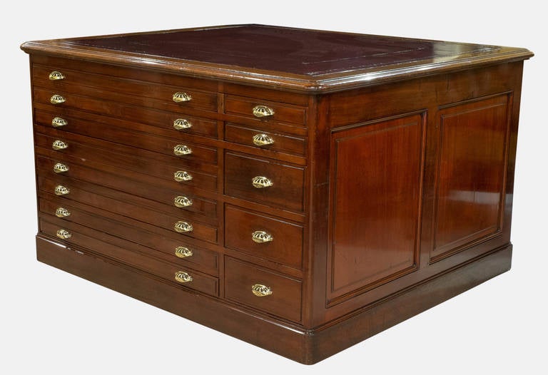 A 19th Century fielded panel mahogany planners or collectors cabinet with pierced brass handles

Circa 1850