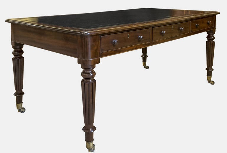 British Six-Drawer Mahogany Library Table For Sale