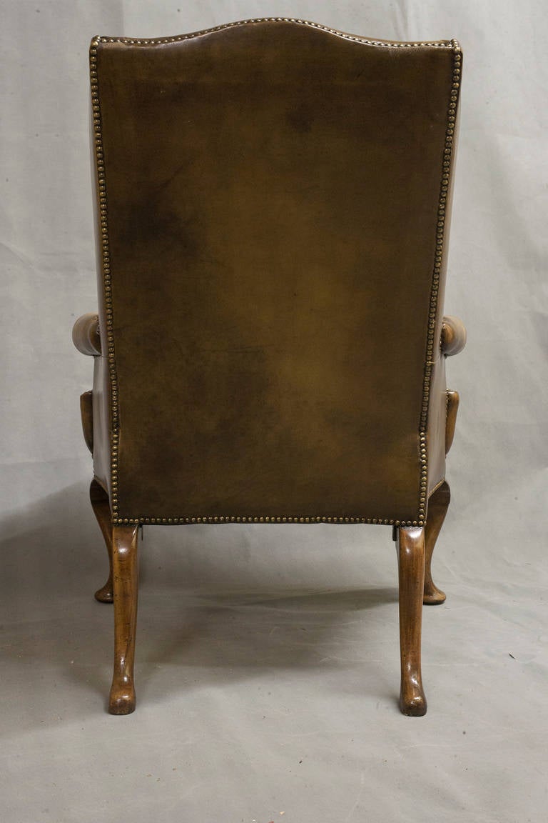 British Leather Wingback Chair, circa 1880