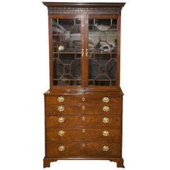 Astragal Glazed Secretaire Bookcase