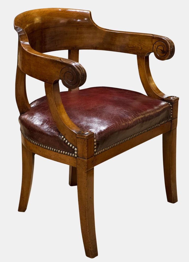 French Empire Fruitwood Desk Chair at 1stdibs