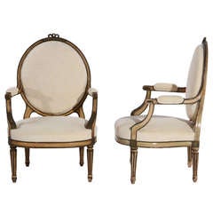 Pair Grand Scale French Fauteuils