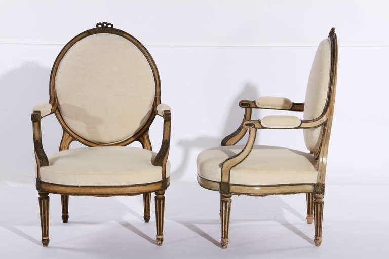 Pair Grand Scale French Fauteuils