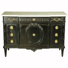 Louis XVI Ebonised Commode with Marble Top