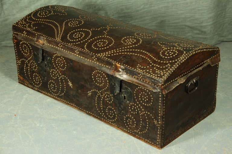 Late 17th/Early 18th century studded leather trunk.