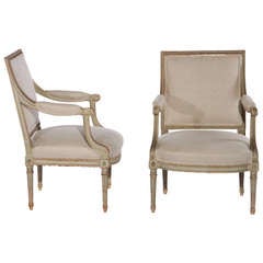 French Painted Louis XVI Style Fauteuils