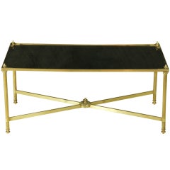 Gilt Brass and Black Glass Coffee Table by Maison Jansen