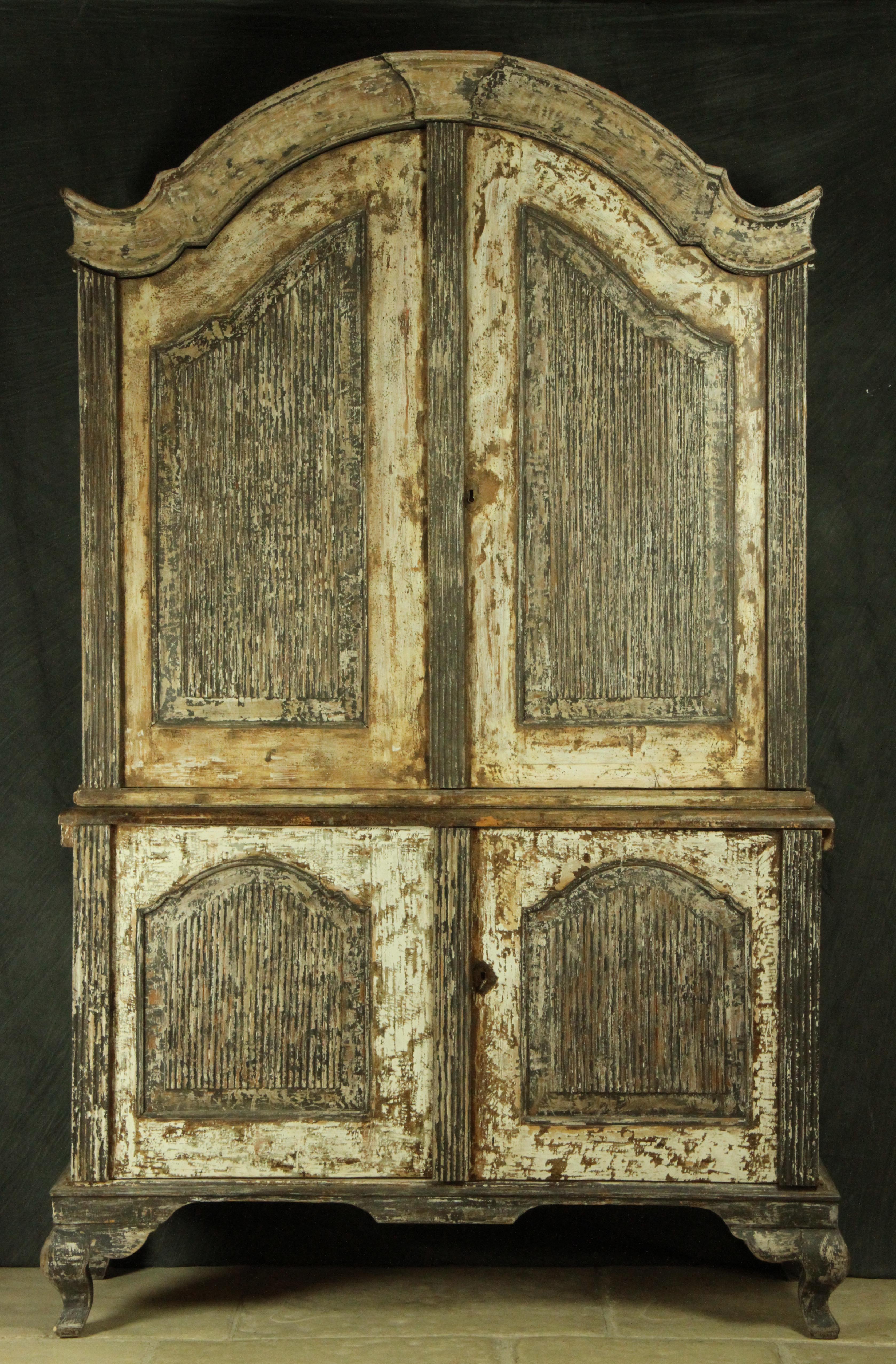Mid 18th Century Swedish Rococo Cabinet in Old Paint