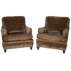 Pair of 1920s French Armchairs in Silk Velvet