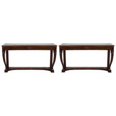 Rare Pair of Walnut Console Tables