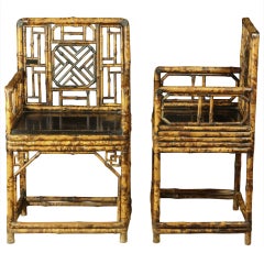 Wonderful Pair of Late 19th Century Chinese Bamboo Chairs