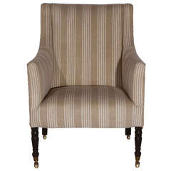 English Armchair Recovered in Antique Ticking