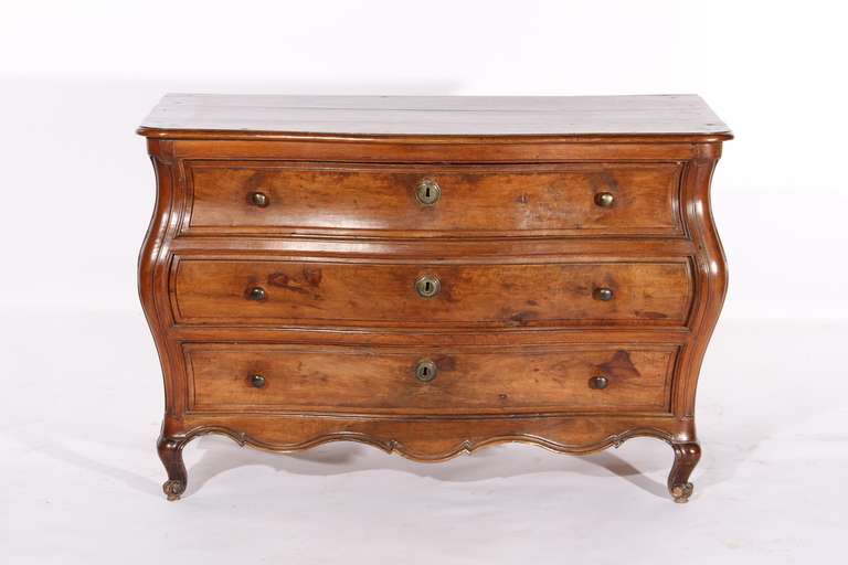 Louis XV Period Elm and Fruitwood Bombe Commode