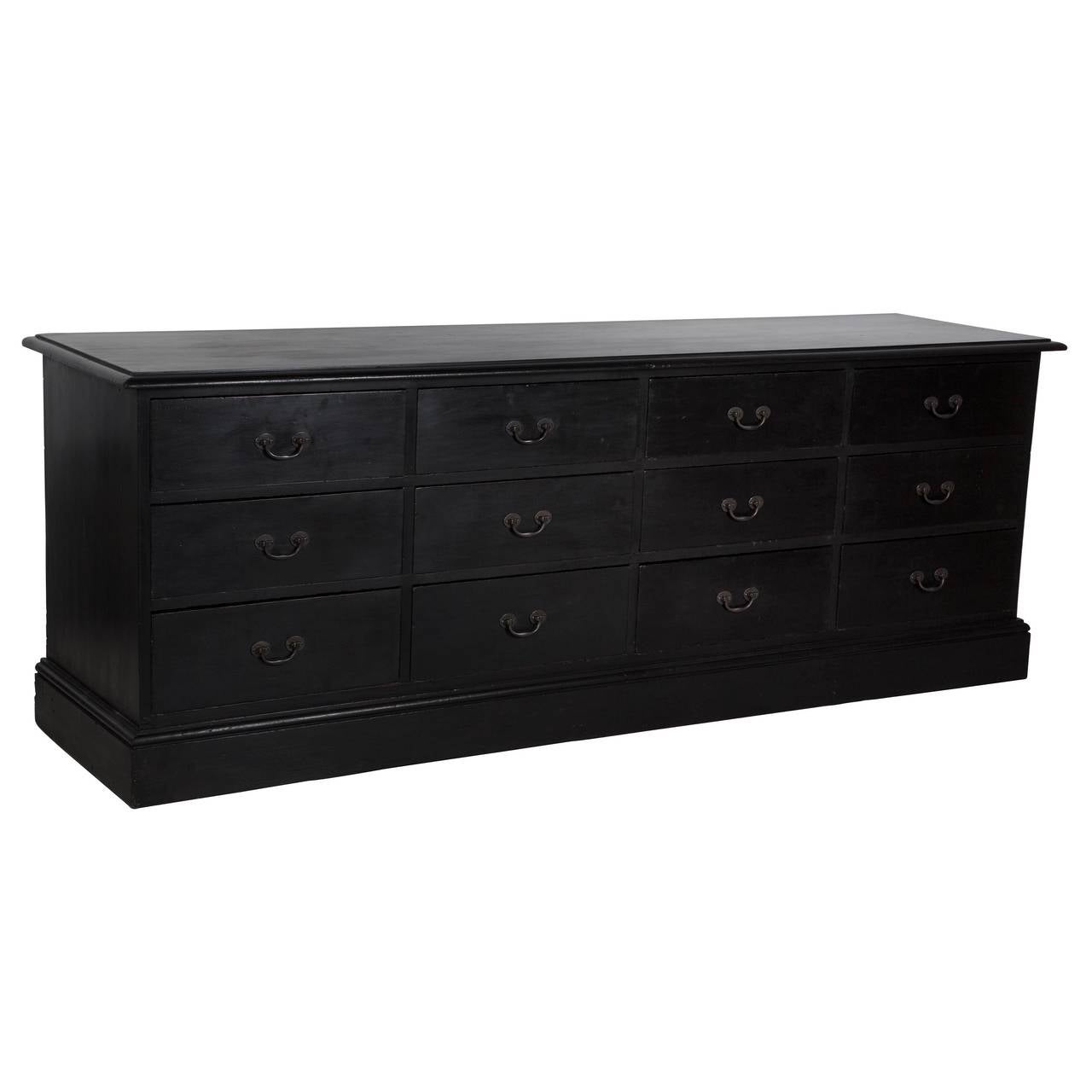 Large Ebonised Dresser Base / Shop Fitting c.1880