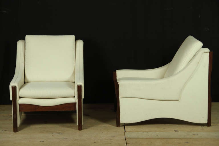 Pair of Italian 1960's easy chairs in 1920's Amsterdam School style (for re-covering). 