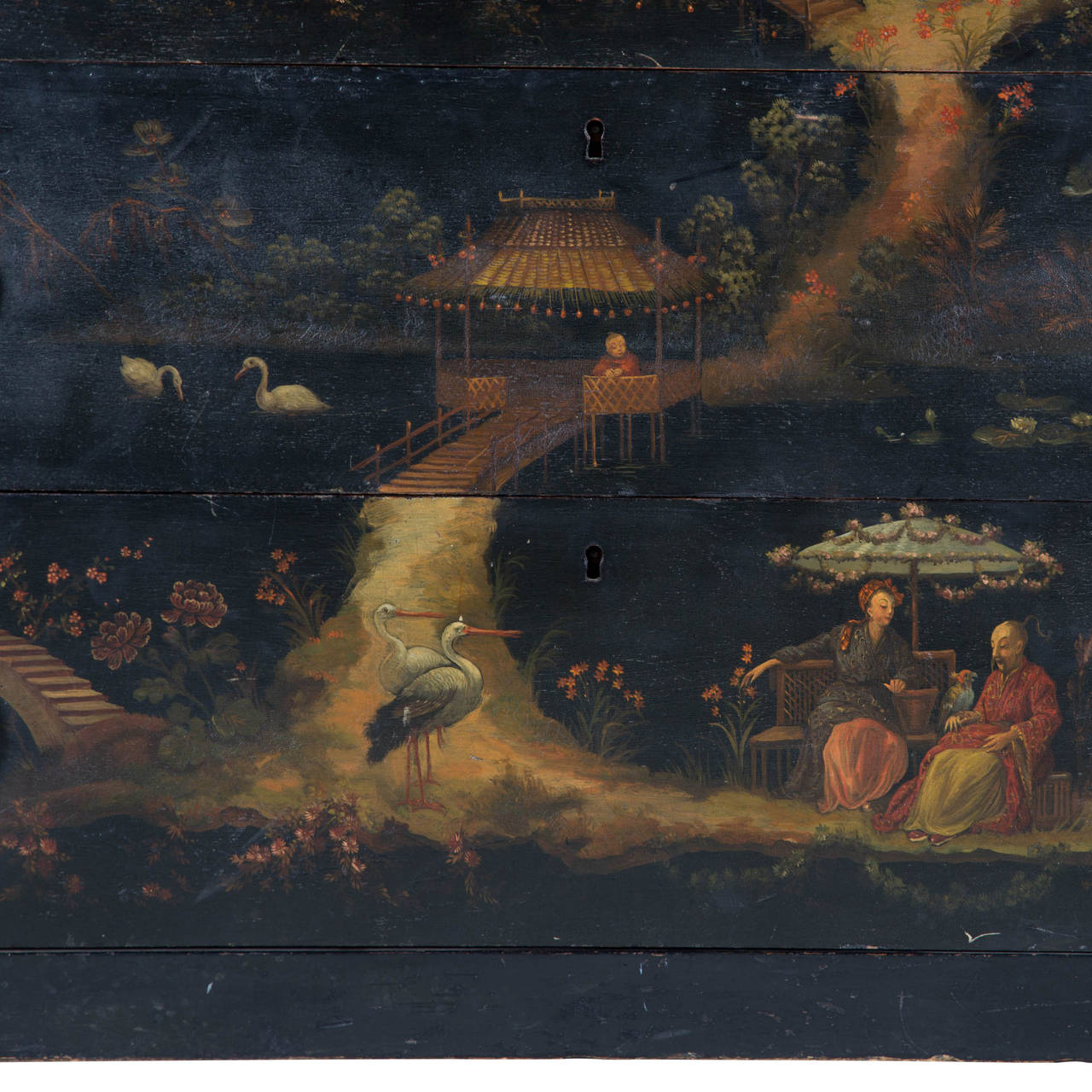 19th Century French Ebonised Chinoiserie Commode