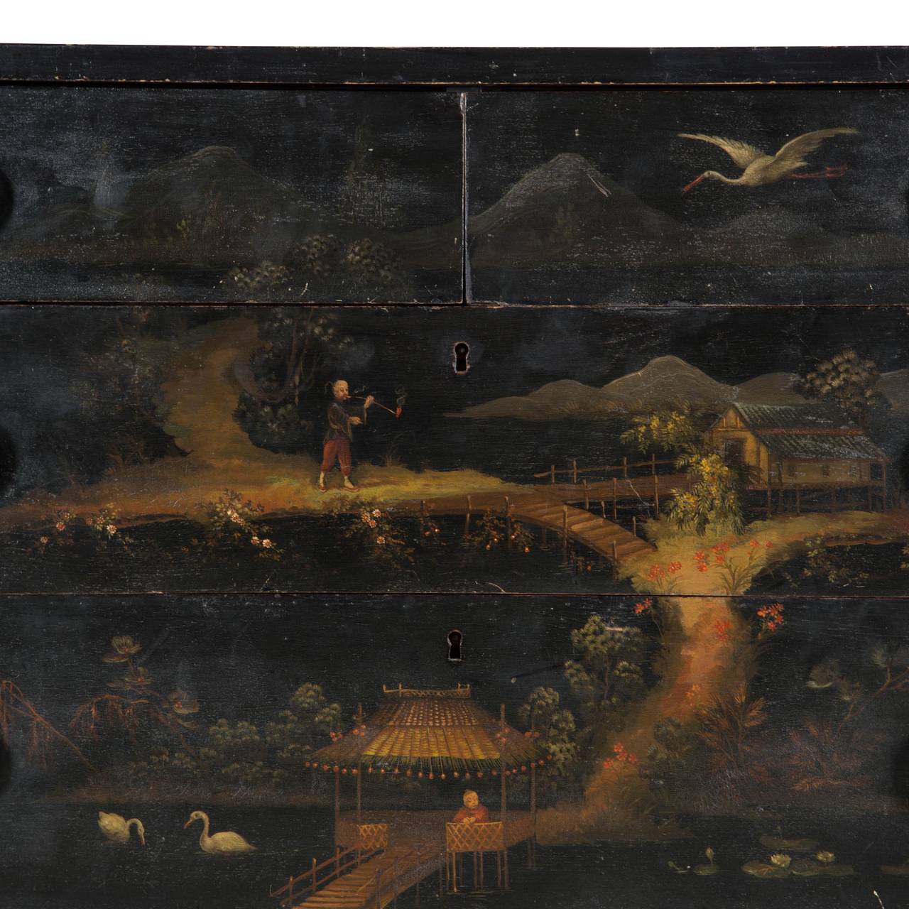 French Ebonised Chinoiserie Commode 1