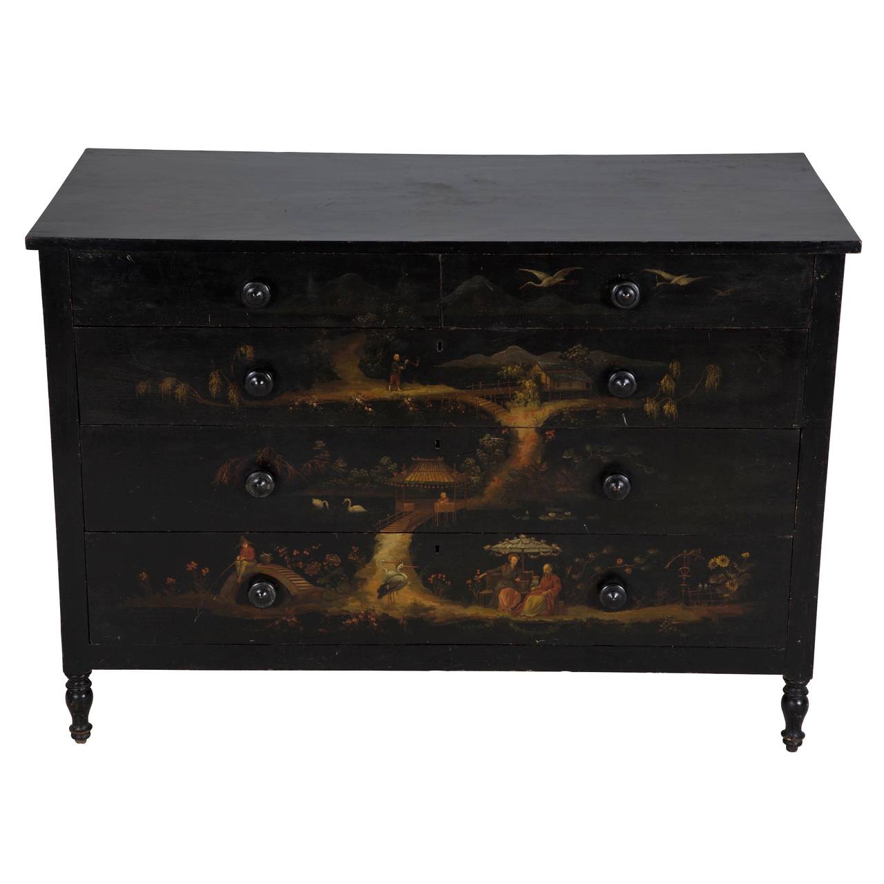 French Ebonised Chinoiserie Commode In Excellent Condition In Gloucestershire, GB