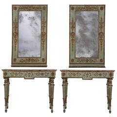 Pair of Italian Consoles with Mirrors c.1950