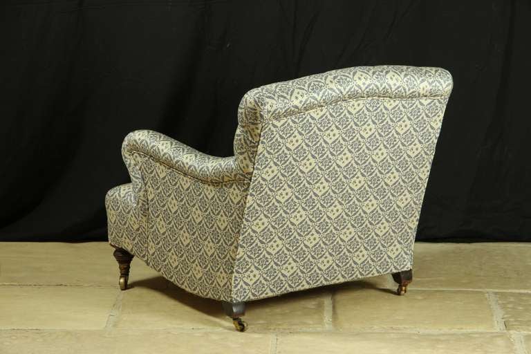 English Exceptional Pair of Howard & Sons 'Bridgewater' Armchairs c.1900