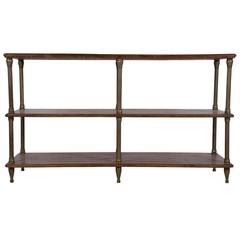 Antique French Oak and Brass Etagere