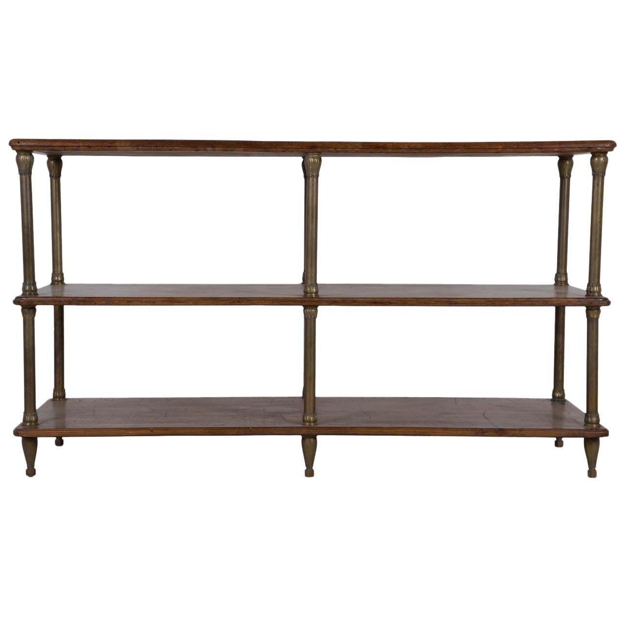 French Oak and Brass Etagere