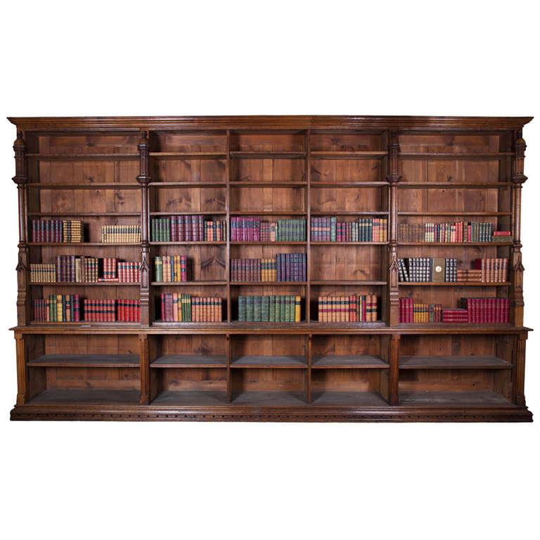 Gothic Oak Bookcase at 1stDibs