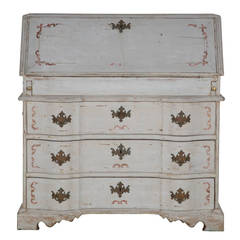 18th Century Original Painted Serpentine Bureau