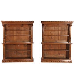 Antique Pair of Gothic Oak Bookcases