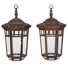 Pair of English Copper Lanterns