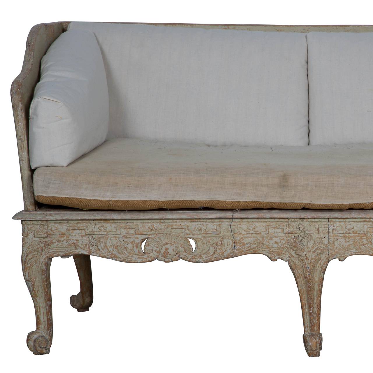 18th Century Rococo Trågsoffa (Sofa) Signed C. Tietze, circa 1760