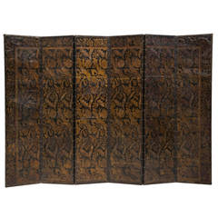 17th Century Spanish Leather Screen