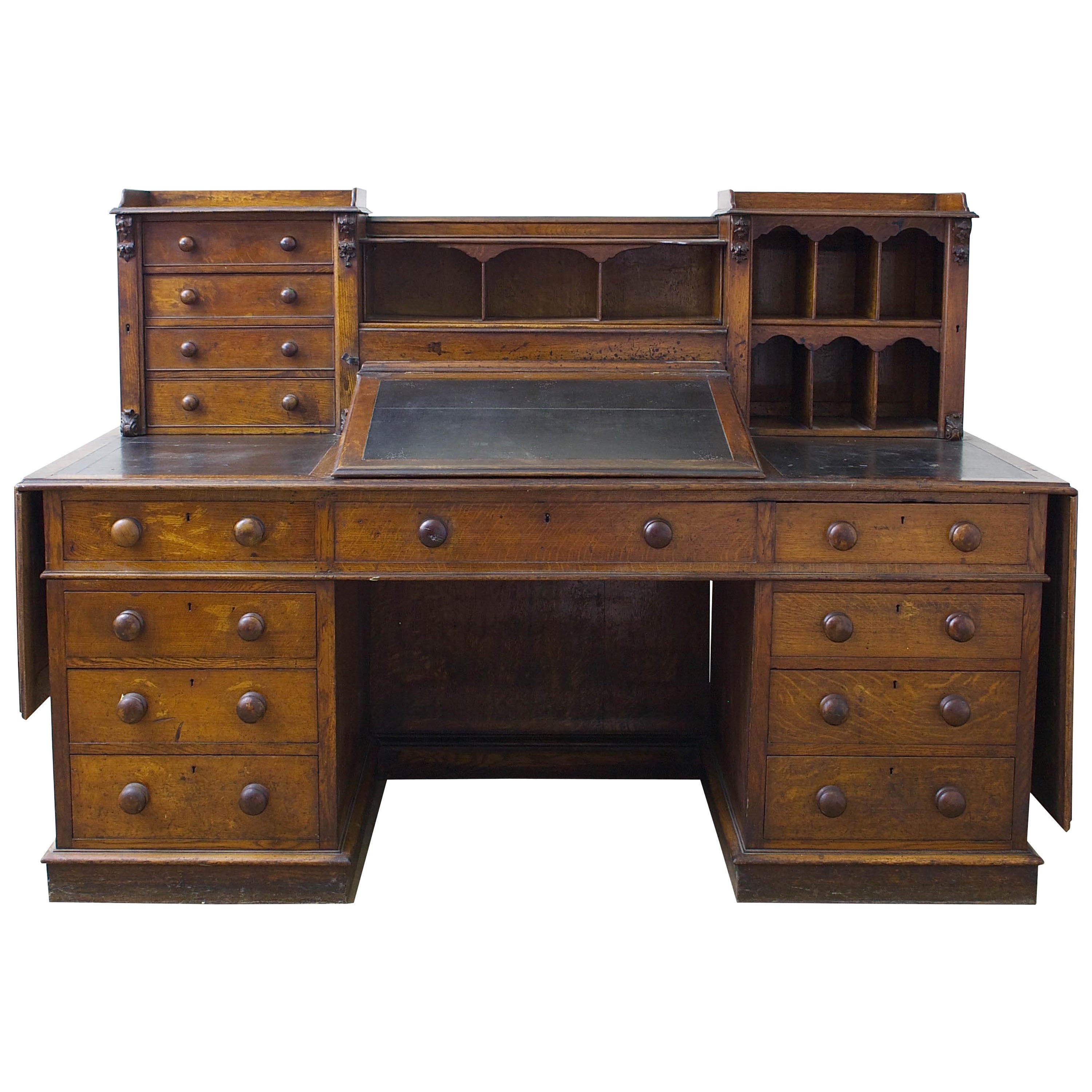 Oak Dickens Desk, Attributed to Gillows