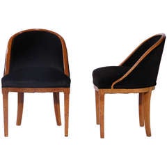 Antique Pair of Burr Ash Occasional Chairs