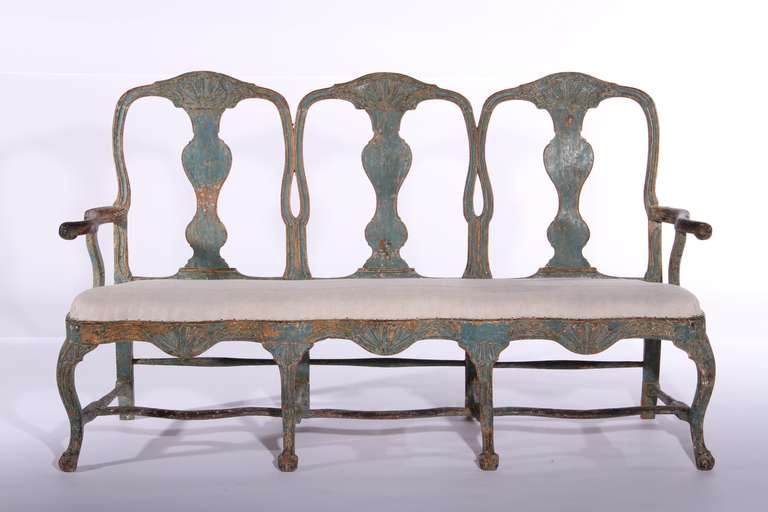 Swedish Rococo Chair-back Bench c.1760