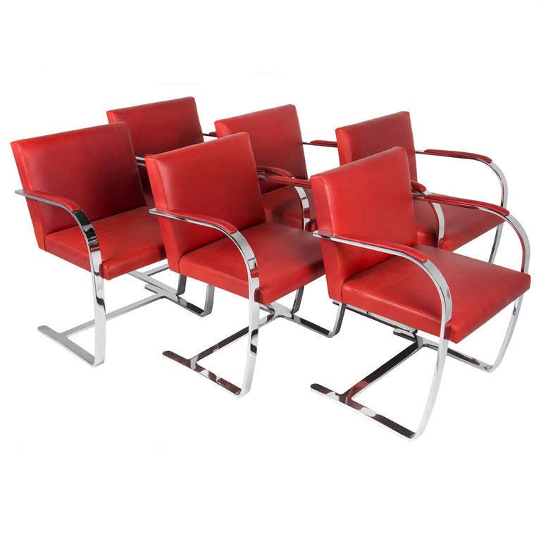Set of Six Brno Chairs, Mies van der Rohe for Knoll