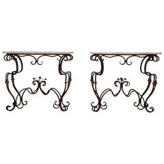 French Wrought Iron Console Tables