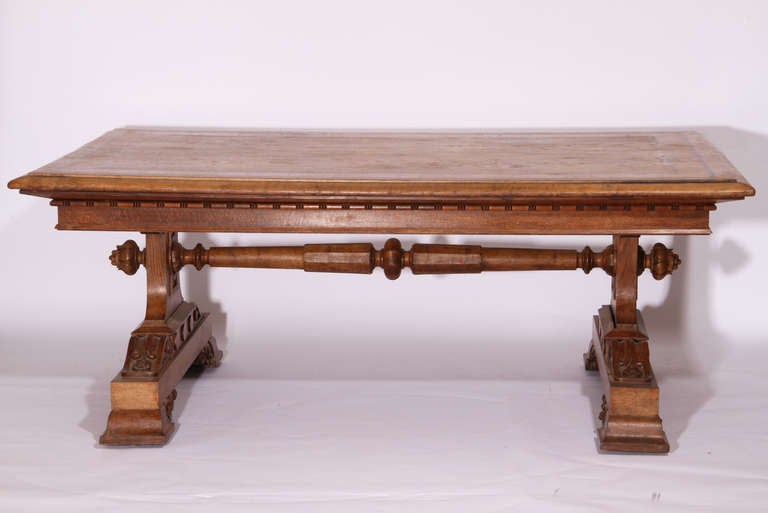 A Rare Irish Oak and Ebony Inlaid Writing/Centre Table