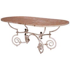 Wonderful Table with Painted Iron Base and Terracotta Top.