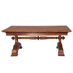 A Rare Irish Oak and Ebony Inlaid Writing/Centre Table